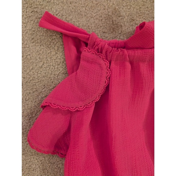 Sezane NWT Nohola Mini Dress Rose Pink Halter Ruffle Tie Back Belted- Size 4 - Picture 6 of 8